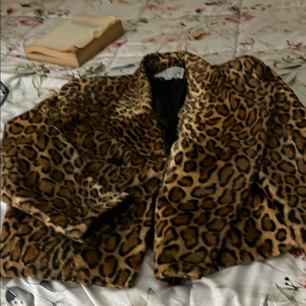 Saks Fifth Avenue Animal Print Teddy Jacket